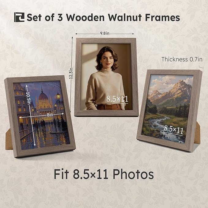 Vestimuse 8.5x11 Walnut Picture Frame with HD Glass - Image 2